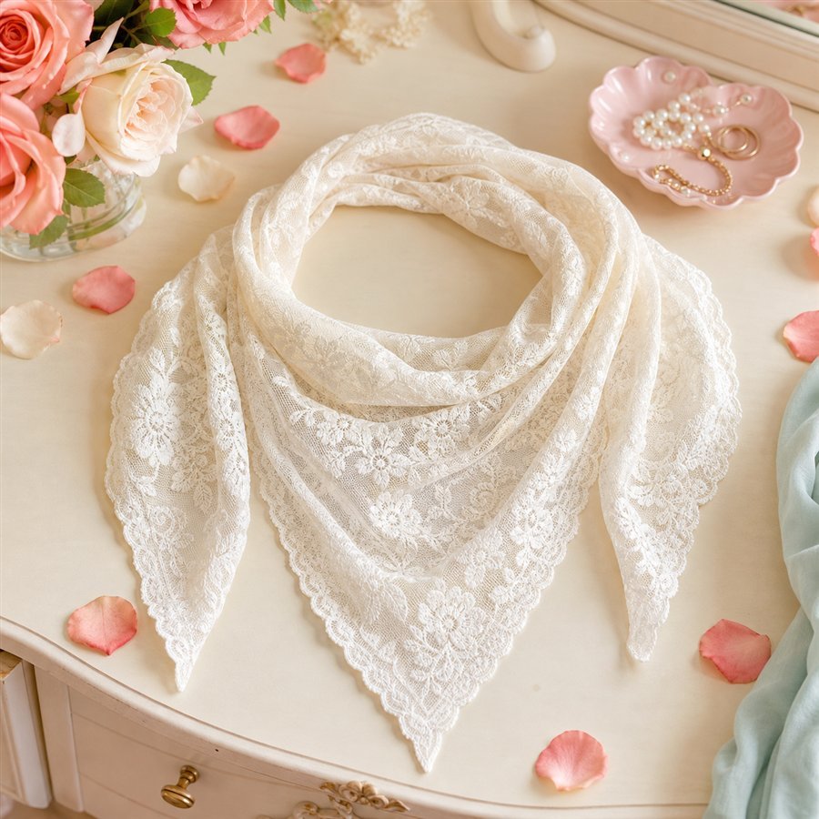 Original Rosebubbles Finds product scene for Women's Vintage Lace Head Scarf