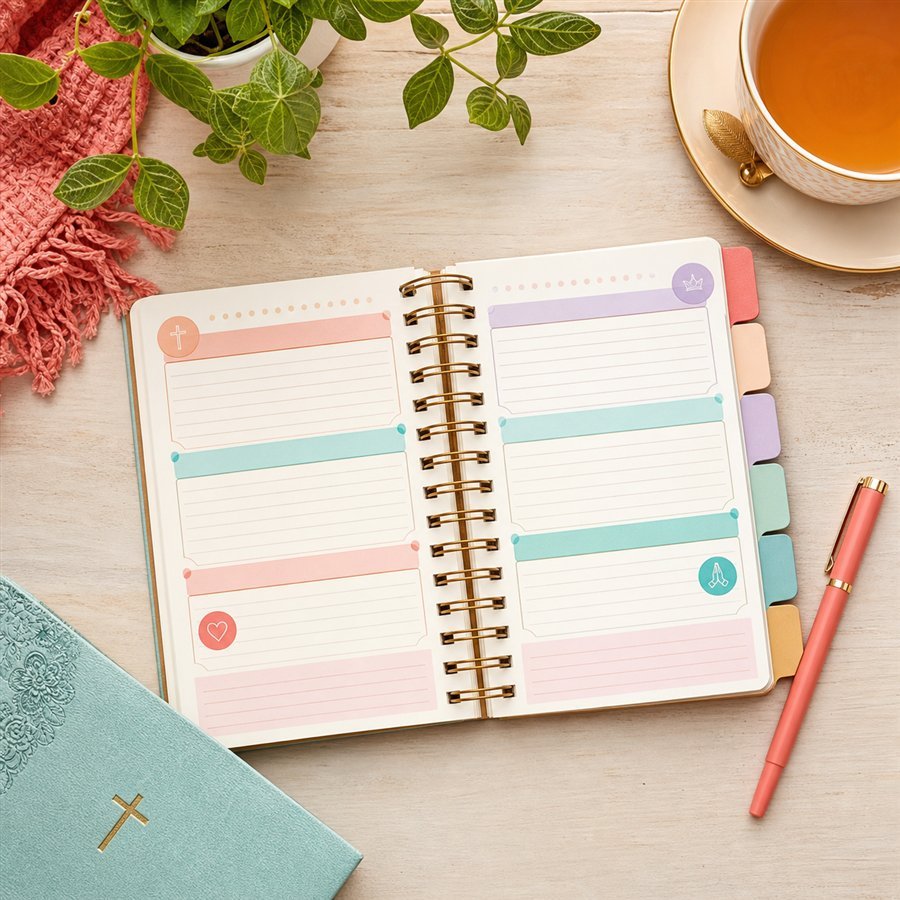 Original Rosebubbles Finds product scene for meDolove Spiral Bible Study Journal