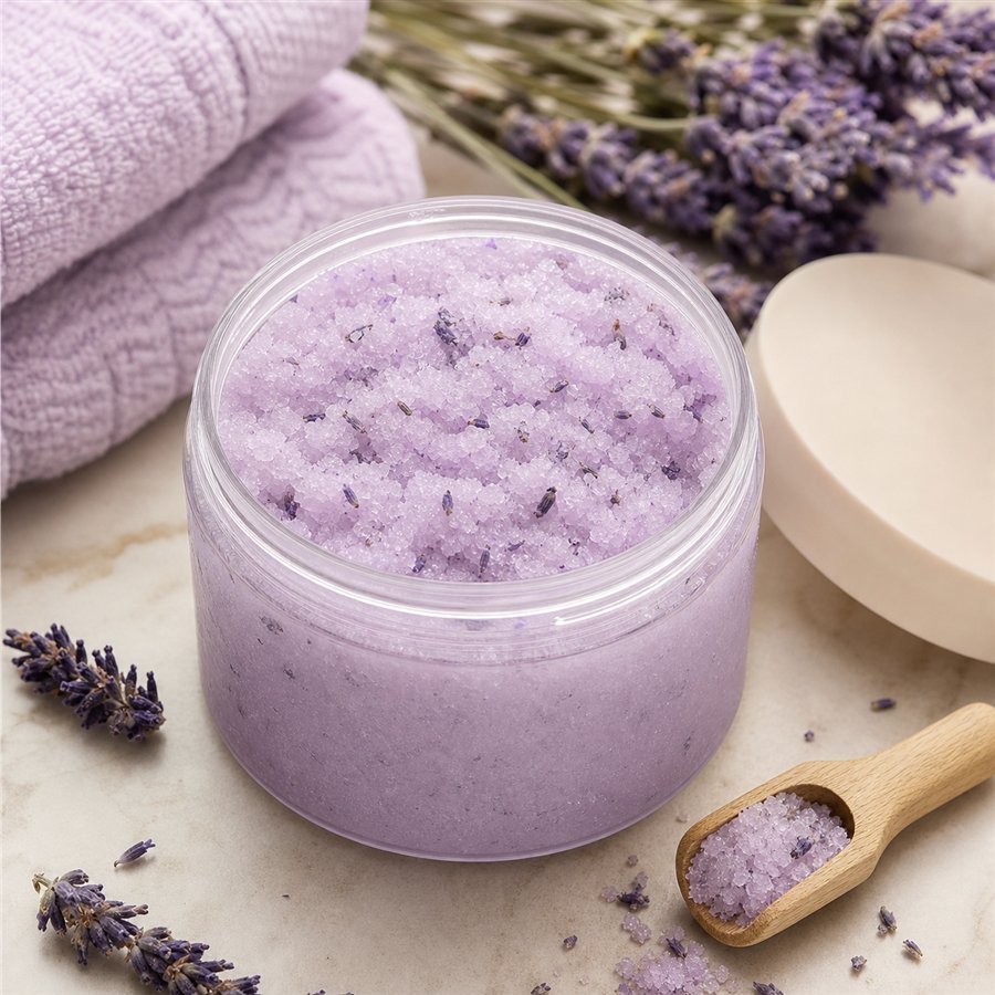 Original Rosebubbles Finds product scene for Lavender Salt Scrub, 10 oz